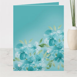 Elegant Dusty Blue Waterverf Field Flowers Kaart