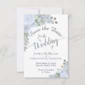 Elegant Dusty Blue Waterverf Floral Boho Wedding Save The Date (Voorkant)
