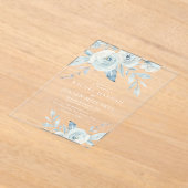 Elegant dusty blue waterverf floral bruiloft acryl uitnodigingen (Laagn)