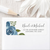 Elegant Dusty Blue Waterverf Floral Etiket (Insitu)