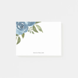 Elegant Dusty Blue Waterverf Floral Post-it® Notes