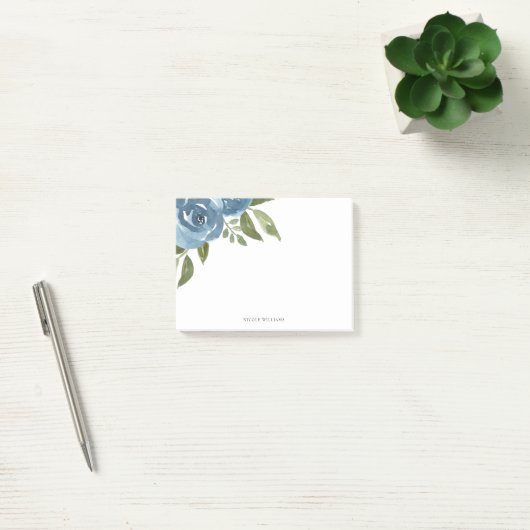 Elegant Dusty Blue Waterverf Floral Post-it® Notes (Kantoor)