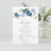 Elegant Dusty Blue Waterverf Floral Vrijgezellenfe Kaart (Staand voorkant)