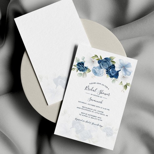 Elegant Dusty Blue Waterverf Floral Vrijgezellenfe Kaart