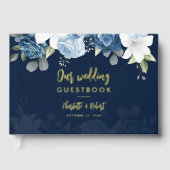 Elegant Dusty Blue Waterverf Floral Wedding Gastenboek (Voorkant)