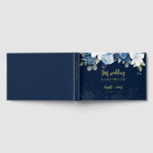 Elegant Dusty Blue Waterverf Floral Wedding Gastenboek (Volledig)