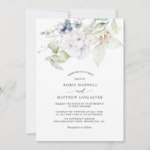 Elegant Dusty Blue Waterverf Floral Wedding Kaart (Voorkant)