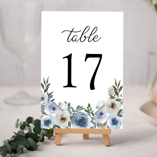 Elegant Dusty Blue Waterverf Floral Wedding Kaart