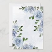 Elegant Dusty Blue Waterverf Floral Wedding Kaart (Achterkant)