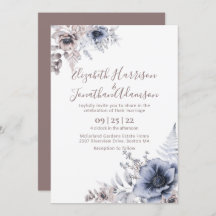 Elegant Dusty Blue Waterverf Floral Wedding