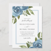 Elegant Dusty Blue Waterverf Floral Wedding Kaart (Voorkant)