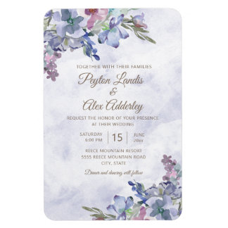 Elegant Dusty Blue Waterverf Floral Wedding Magneet