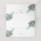 Elegant Dusty Blue Waterverf Floral Wedding Plaatskaartje (Buitenkant ongevouwen)