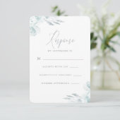 Elegant Dusty Blue Waterverf Floral Wedding Rsvp (Staand voorkant)