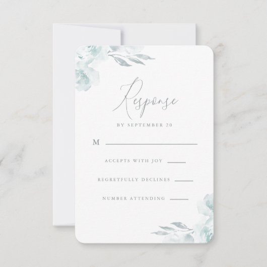 Elegant Dusty Blue Waterverf Floral Wedding Rsvp (Voorkant)
