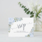 Elegant Dusty Blue Waterverf Floral Wedding RSVP Briefkaart (Staand voorkant)
