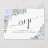 Elegant Dusty Blue Waterverf Floral Wedding RSVP Briefkaart (Voorkant)
