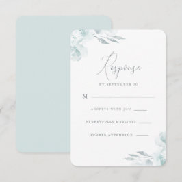 Elegant Dusty Blue Waterverf Floral Wedding Rsvp Kaartje