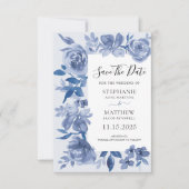 Elegant Dusty Blue Waterverf Floral Wedding Save The Date (Voorkant)