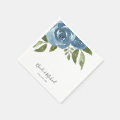 Elegant Dusty Blue Waterverf Floral Wedding Servet (Hoek)