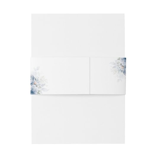 Elegant Dusty Blue Waterverf Floral Wedding Uitnodigingen Wikkel (Achterkant Voorbeeld)