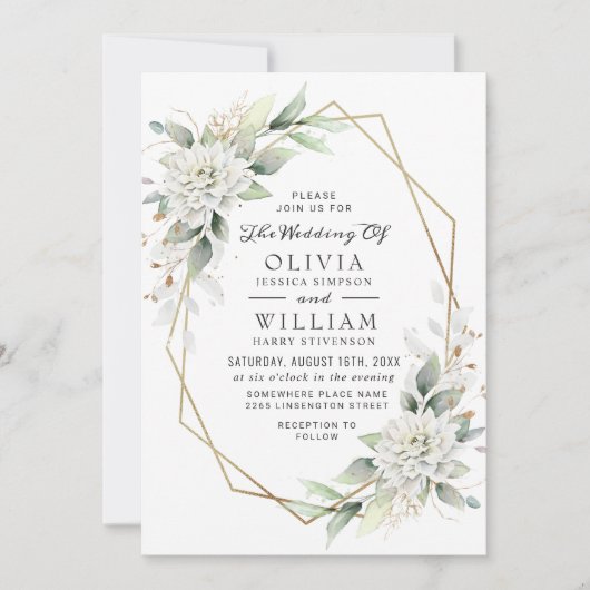 Elegant Dusty Blue Waterverf Greenery Wedding Kaart (Voorkant)