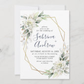 Elegant Dusty Blue Waterverf Greenery Wedding Kaart (Voorkant)