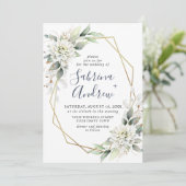 Elegant Dusty Blue Waterverf Greenery Wedding Kaart (Staand voorkant)