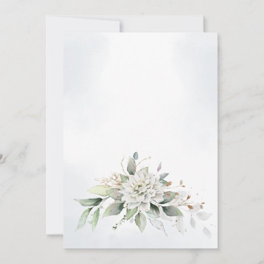 Elegant Dusty Blue Waterverf Greenery Wedding Kaart (Achterkant)