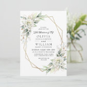 Elegant Dusty Blue Waterverf Greenery Wedding Kaart (Staand voorkant)