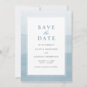 Elegant Dusty Blue Waterverf Ombre Save the Date (Voorkant)