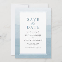 Elegant Dusty Blue Waterverf Ombre Save the Date