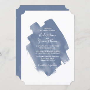 Elegant Dusty Blue Waterverf Wedding Invitations Kaart
