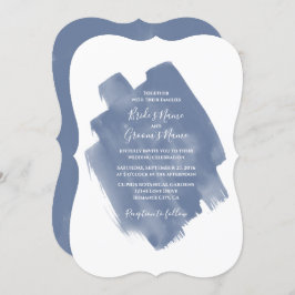 Elegant Dusty Blue Waterverf Wedding Invitations Kaart