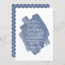 Elegant Dusty Blue Waterverf Wedding Invitations Kaart