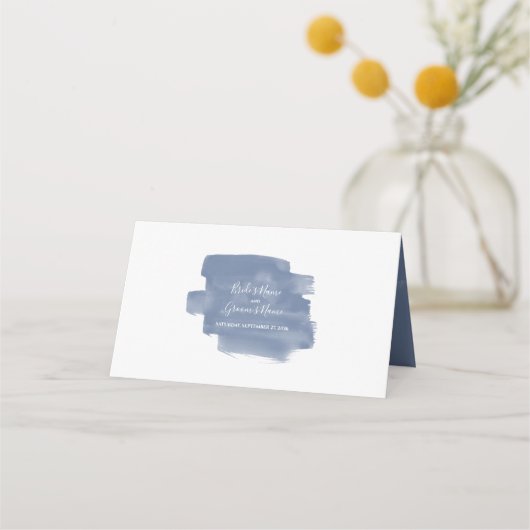 Elegant Dusty Blue Waterverf Wedding Place Card Plaatskaartje (Achterkant)