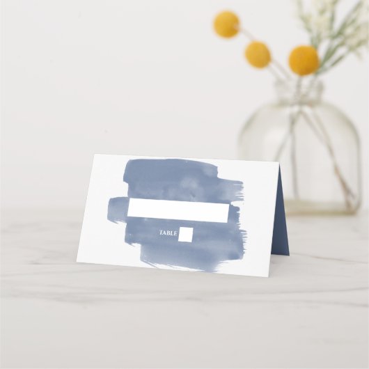 Elegant Dusty Blue Waterverf Wedding Place Card Plaatskaartje (Voorkant)
