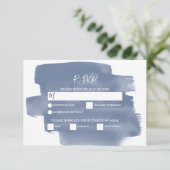 Elegant Dusty Blue Waterverf Wedding RSVP-kaarten RSVP Kaartje (Staand voorkant)