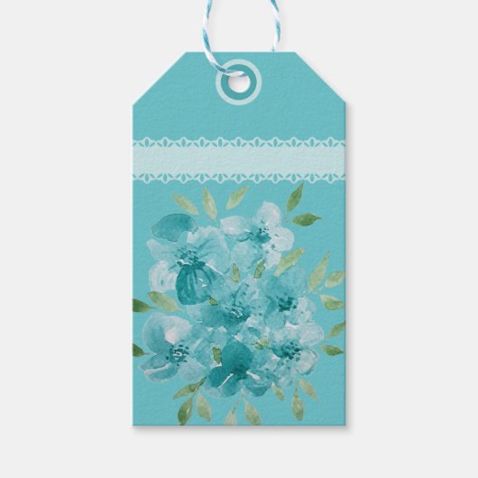 Elegant Dusty Blue Waterverf Wildflower Cadeaulabel (Voorkant)