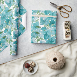Elegant Dusty Blue Waterverf Wildflower Cadeaupapier