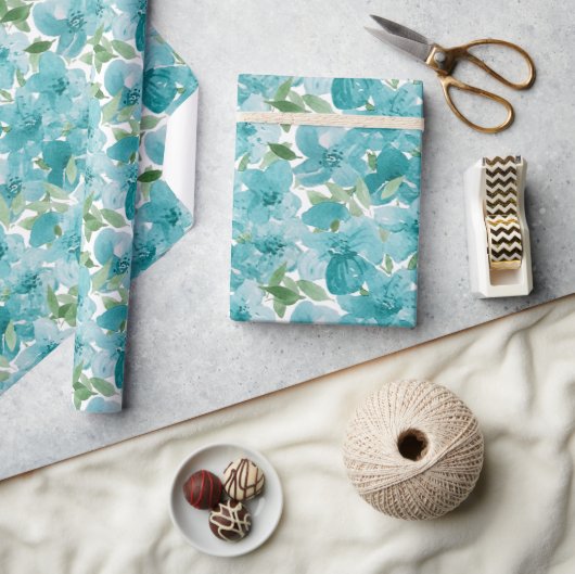 Elegant Dusty Blue Waterverf Wildflower Cadeaupapier (Crafts)