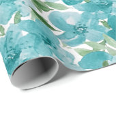 Elegant Dusty Blue Waterverf Wildflower Cadeaupapier (Rol Hoek)