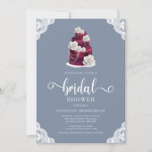 Elegant Dusty Blue Wedding Cake Vrijgezellenfeest Kaart (Voorkant)