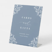 Elegant Dusty Blue Wedding Cards & Gifts Reclamebord Met Voetstuk (Voorkant)