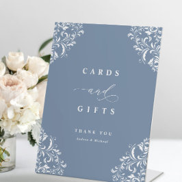 Elegant Dusty Blue Wedding Cards & Gifts Reclamebord Met Voetstuk