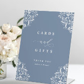 Elegant Dusty Blue Wedding Cards & Gifts Reclamebord Met Voetstuk