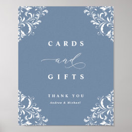 Elegant Dusty Blue Wedding Cards & Gifts Sign Poster