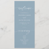 Elegant Dusty Blue Wedding Ceremony Programmakaart (Voorkant)