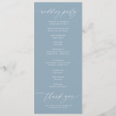 Elegant Dusty Blue Wedding Ceremony Programmakaart (Achterkant)