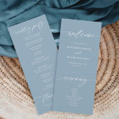 Elegant Dusty Blue Wedding Ceremony Programmakaart